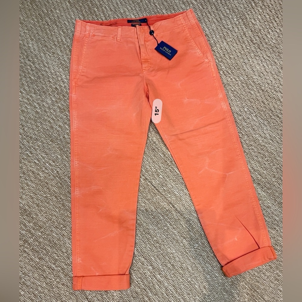 Polo by Ralph Lauren Quin Boyfriend Distressed Vibrant Orange Denim Jeans
 sz 4